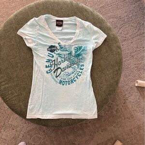 Harley-Davidson White Tee with Blue Graphic